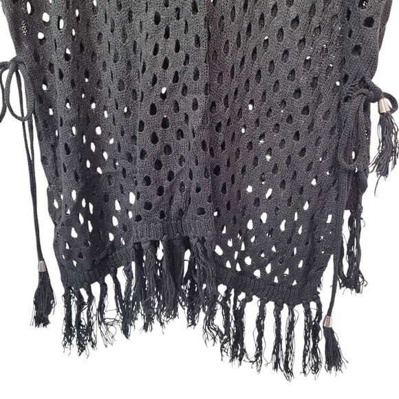Women Crochet Beach Cover Ups Swimwear Fringe Hem Beach Dress Black One Size - Picture 2 of 9